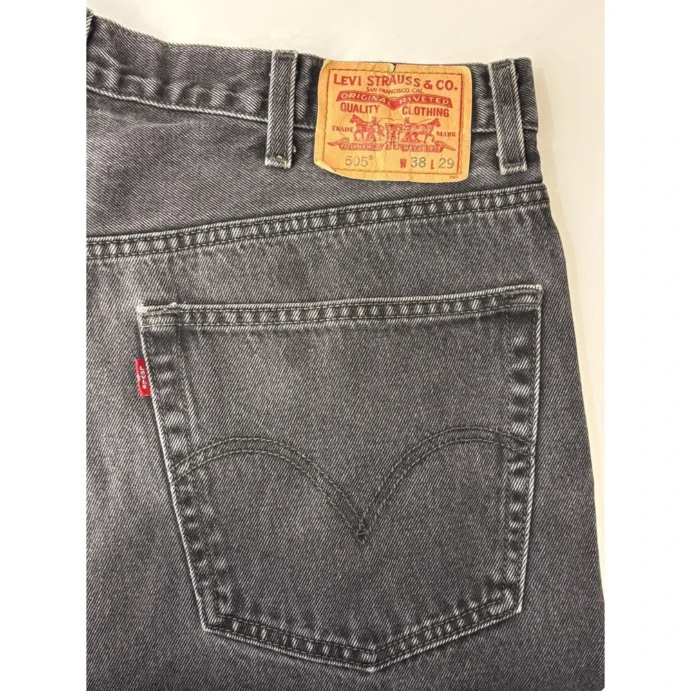Levi's‎ 505 Straight Leg Jeans Mens Gray Denim Cotton Regular Fit Outdoor 38x29
